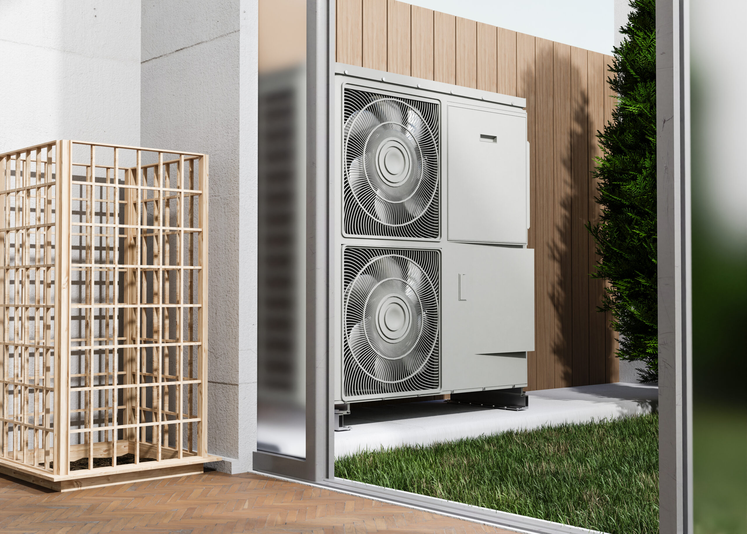 close up heat pump outside home (1)