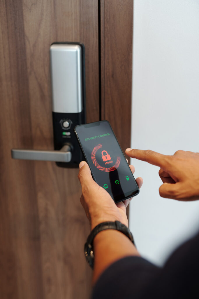man using security control app