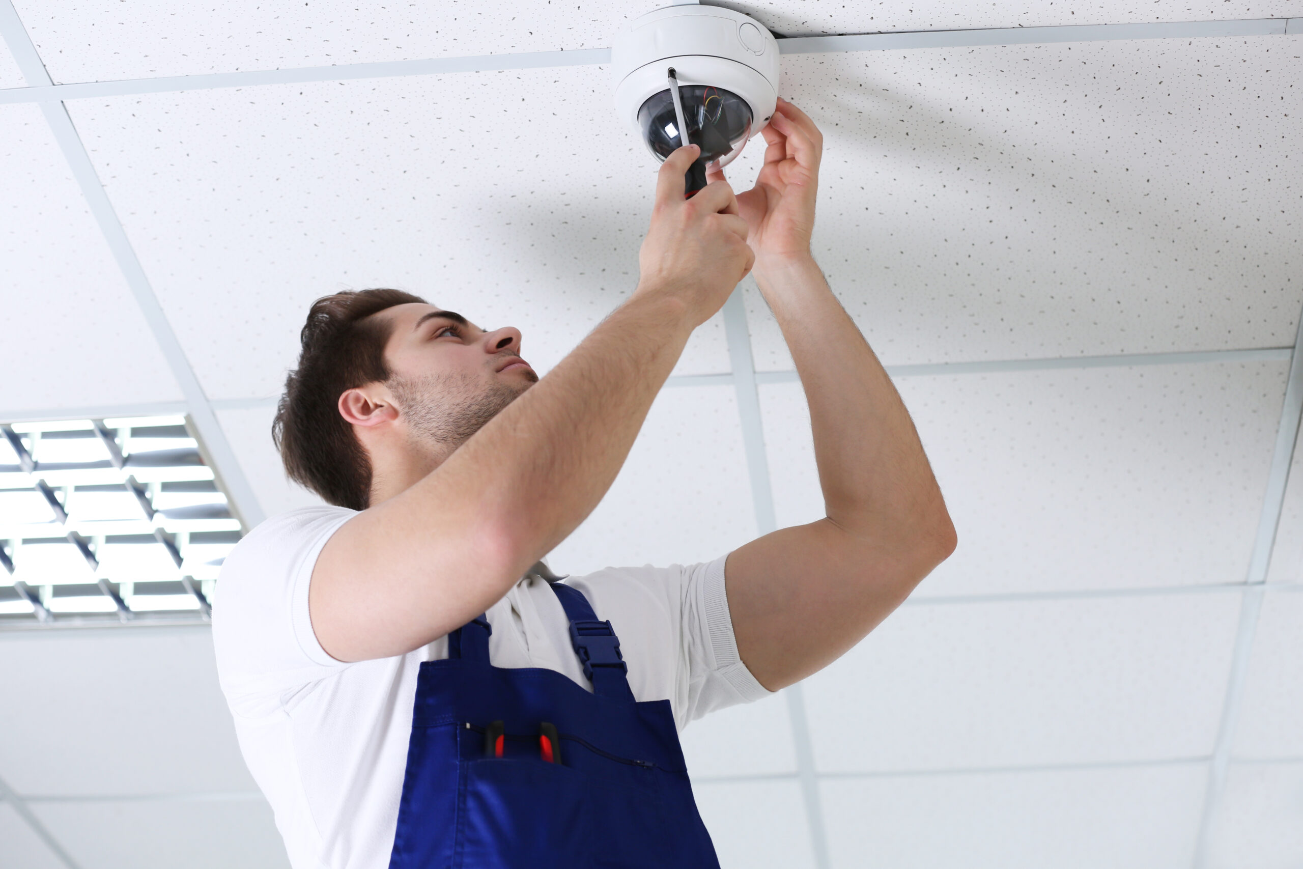 professional cctv technician working.